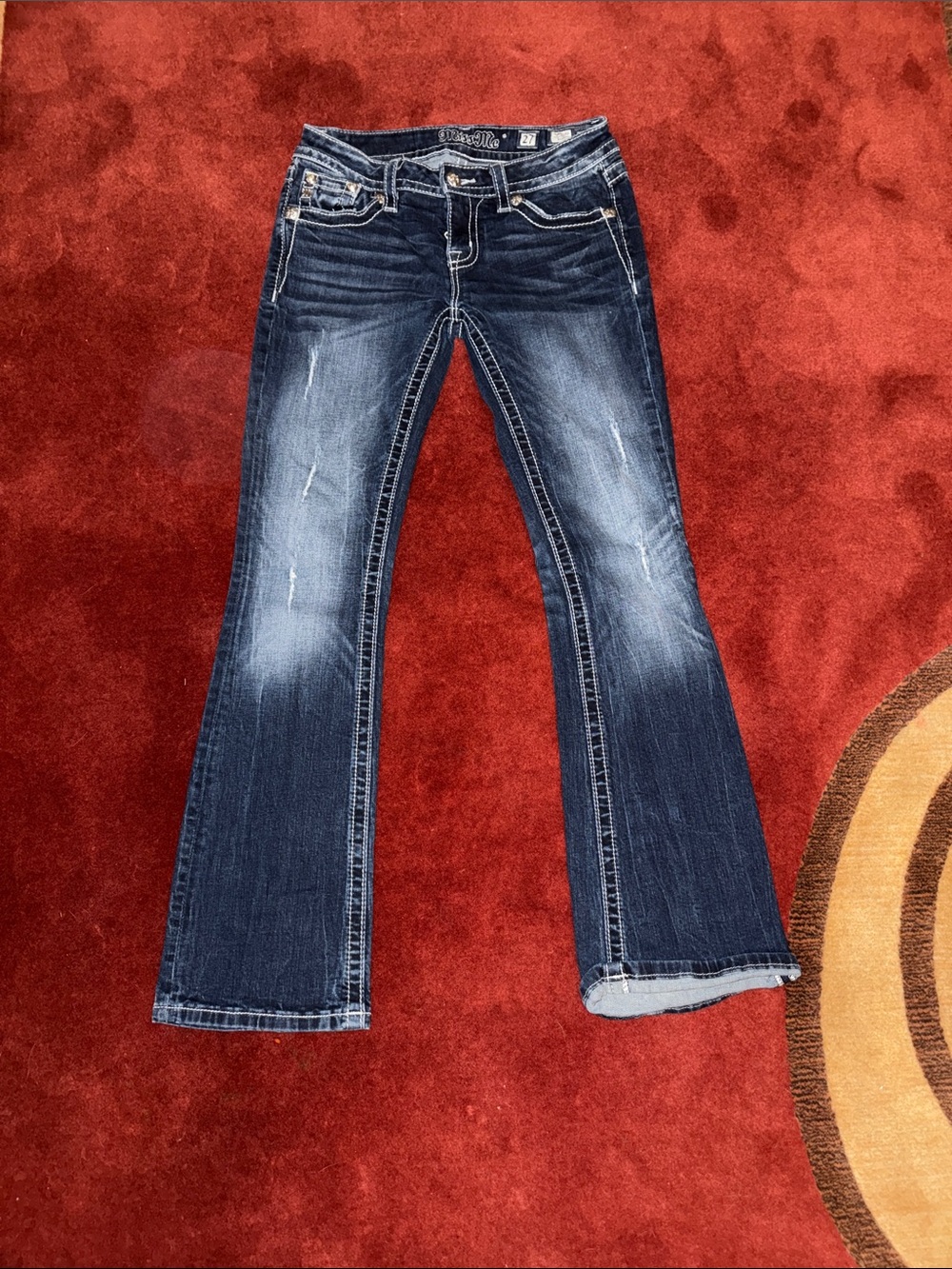 Mss Me Blue Boot Cut Jeans with Distressed Detailing 27x33